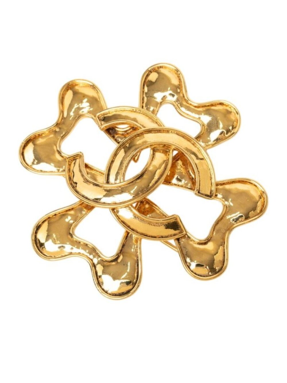 Chanel CC Logo Vintage Brooch Gold Plated